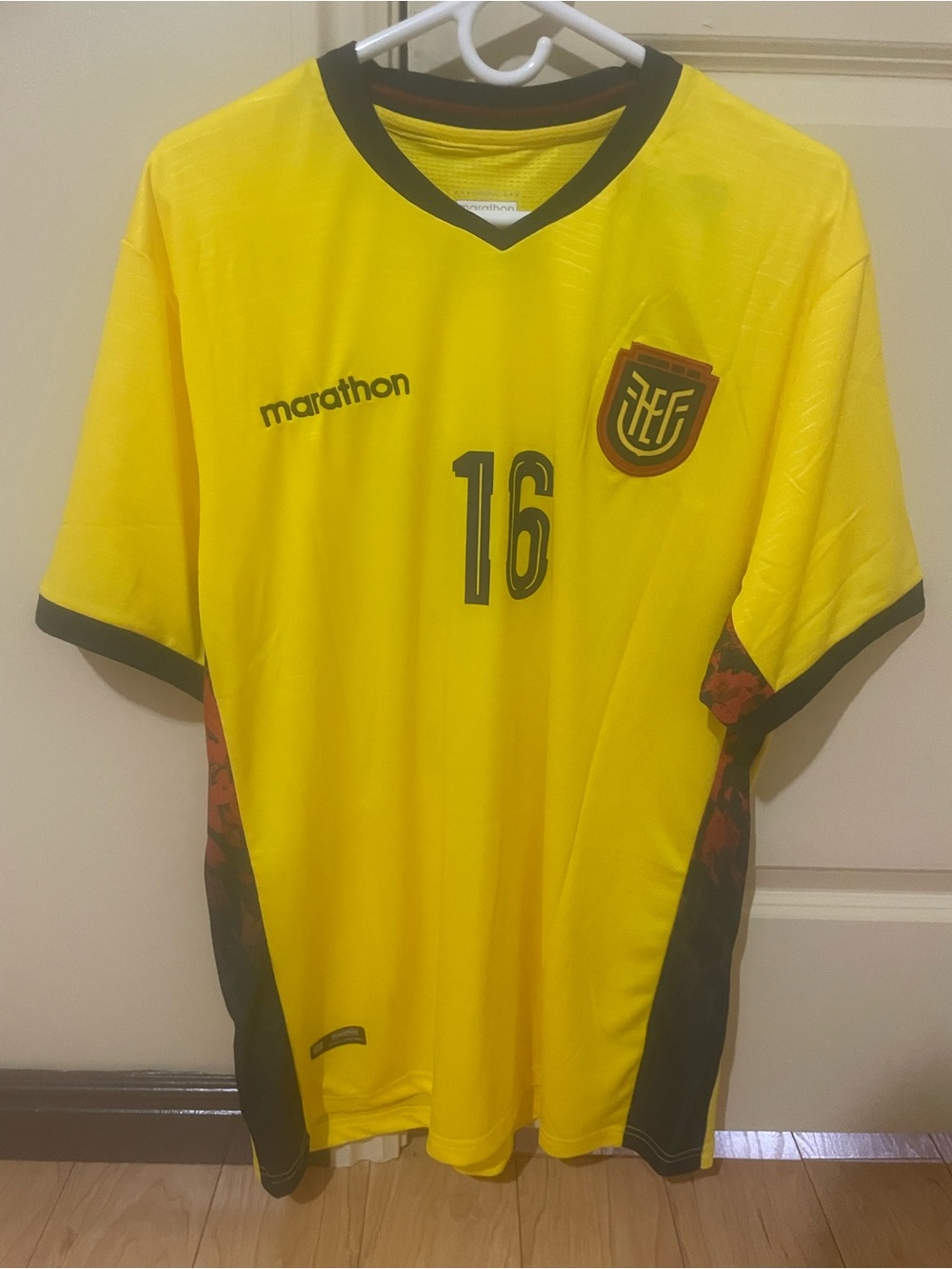Marathon Yellow Soccer Jersey #16 Valencia with Crest